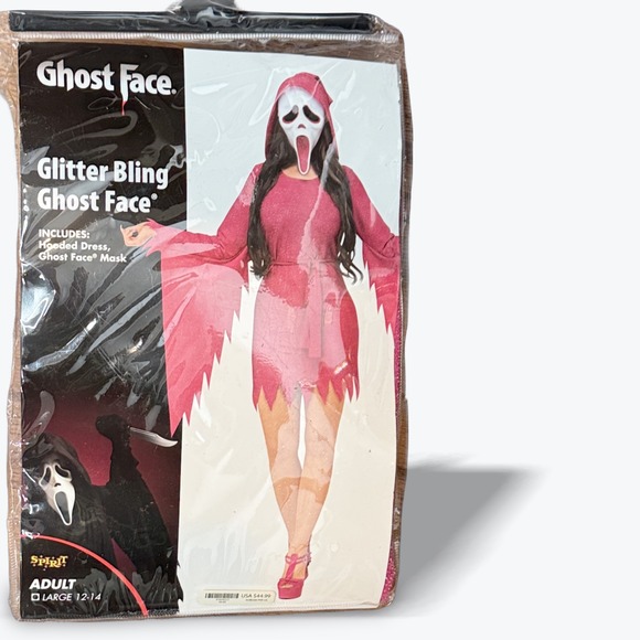adult ghost face pink bling dress costume Spirit Halloween Adult Ghost Face Pink Bling Dress Costume RARE Small